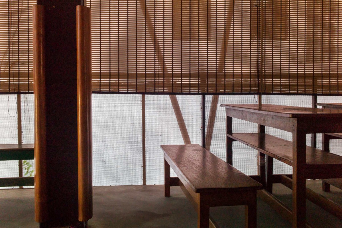 Detailed shot of furniture of RBANMS School by Mathew and Ghosh Architects