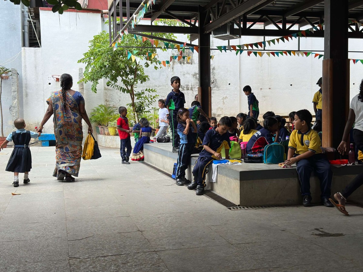 Assembly and Play area of RBANMS School by Mathew and Ghosh Architects