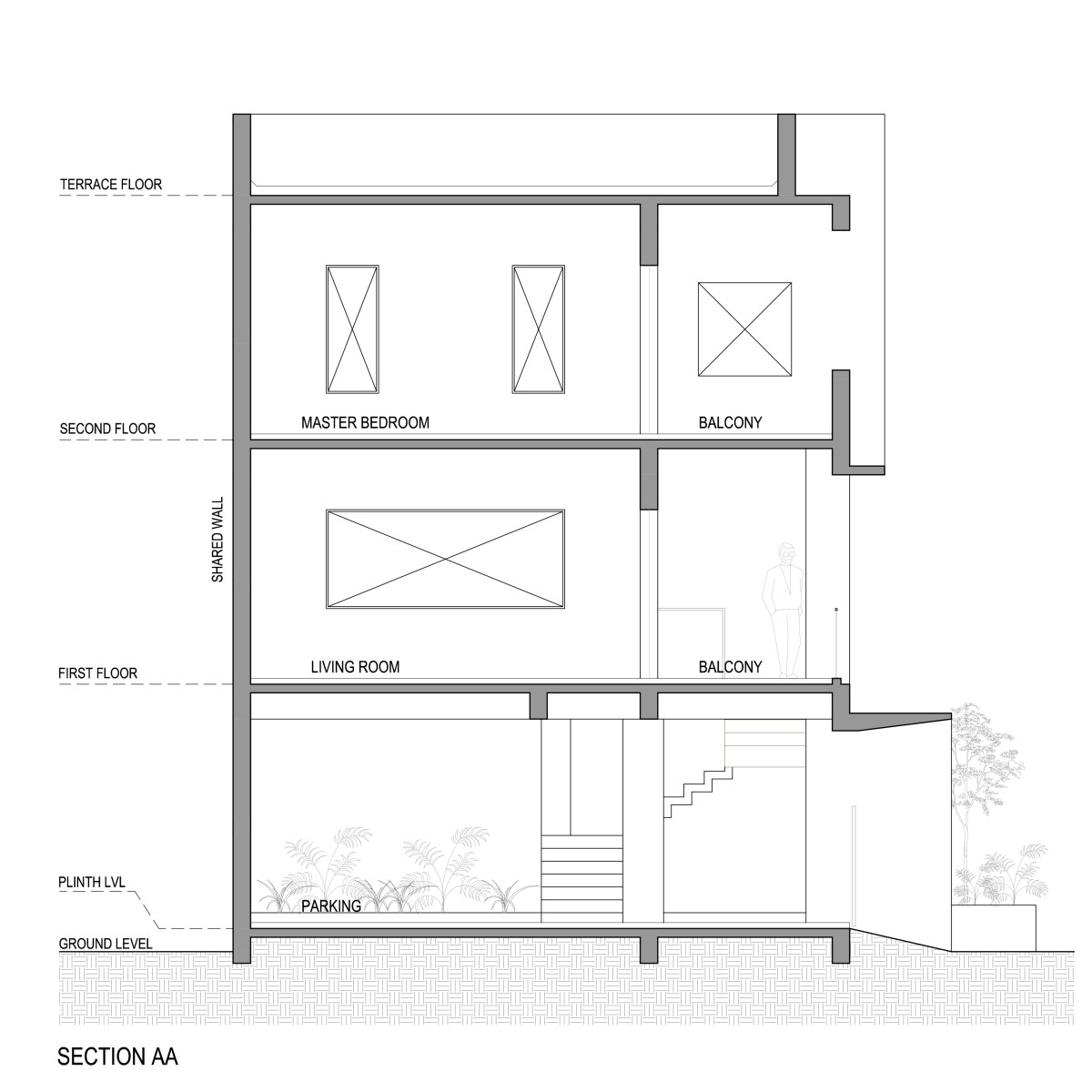 Sections of Osho House by Dinterplay Architects