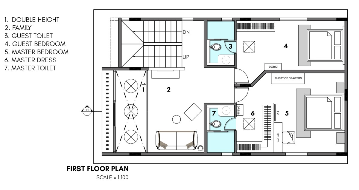 Second floor plan of Not So Big House by Sudaiva Studio