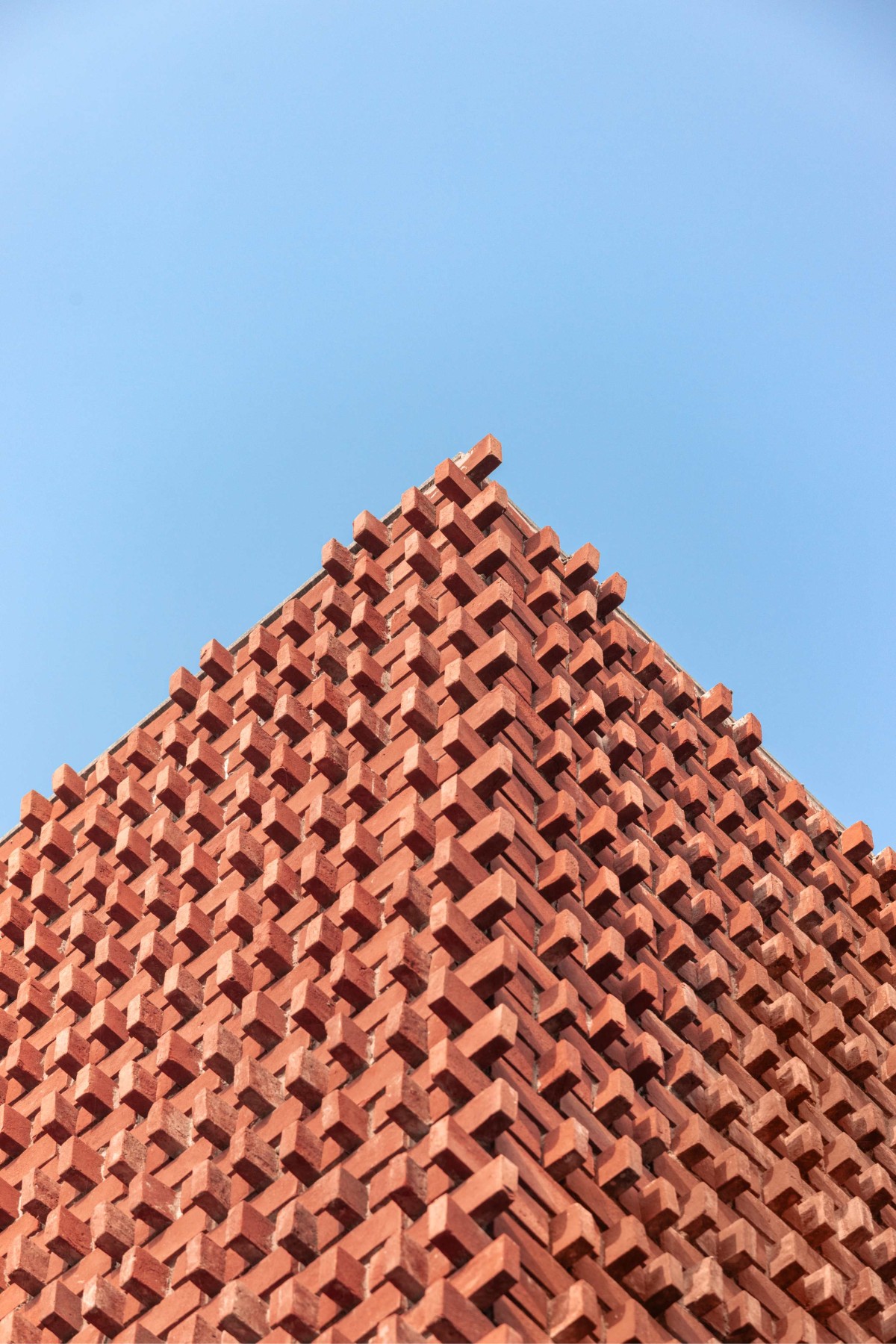 Detailed shot of brick wall of Cascading Terraces by Arch.Lab