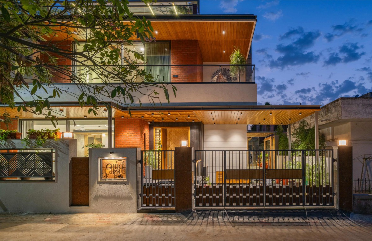 Dusk light exterior view of Bhavi by 9 Degree Design Studio