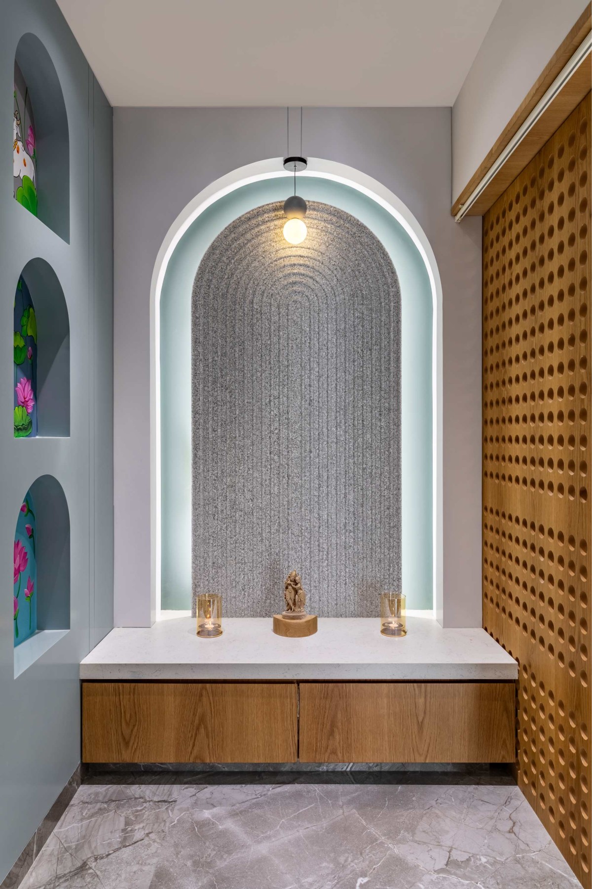 Pooja room of The West Garden House by Studio Synergy