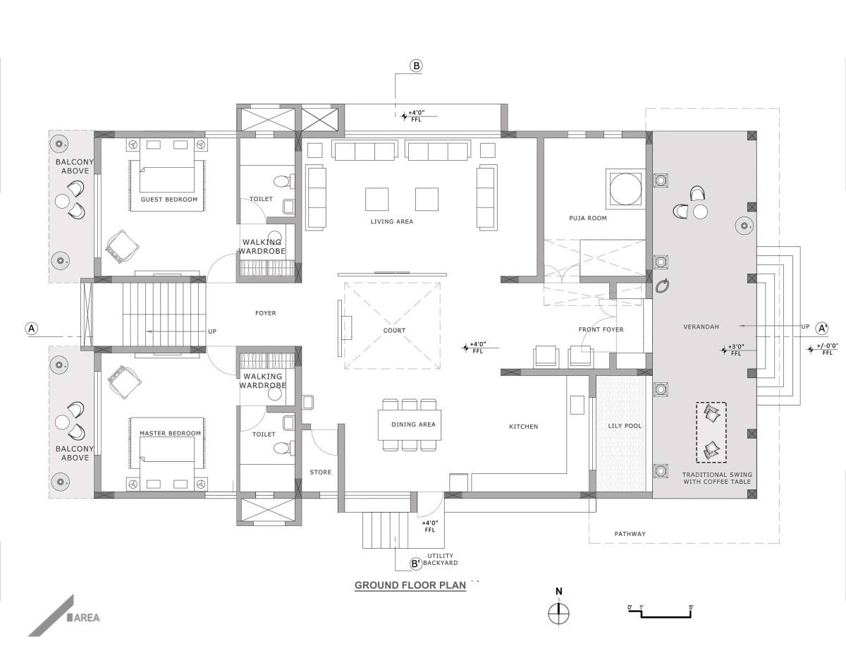 Ground floor plan of Chavan Wada by Area Planners