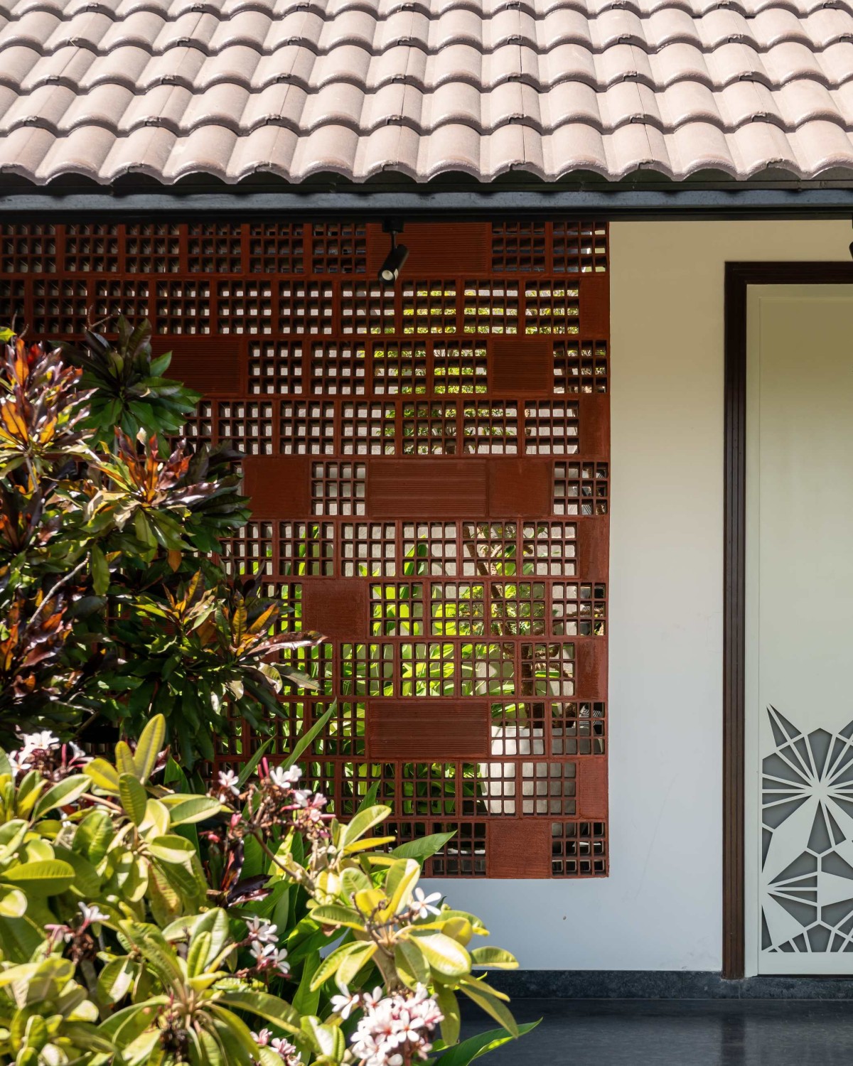 Porotherm bricks used as a Jali for the privacy of bedroom courtyards