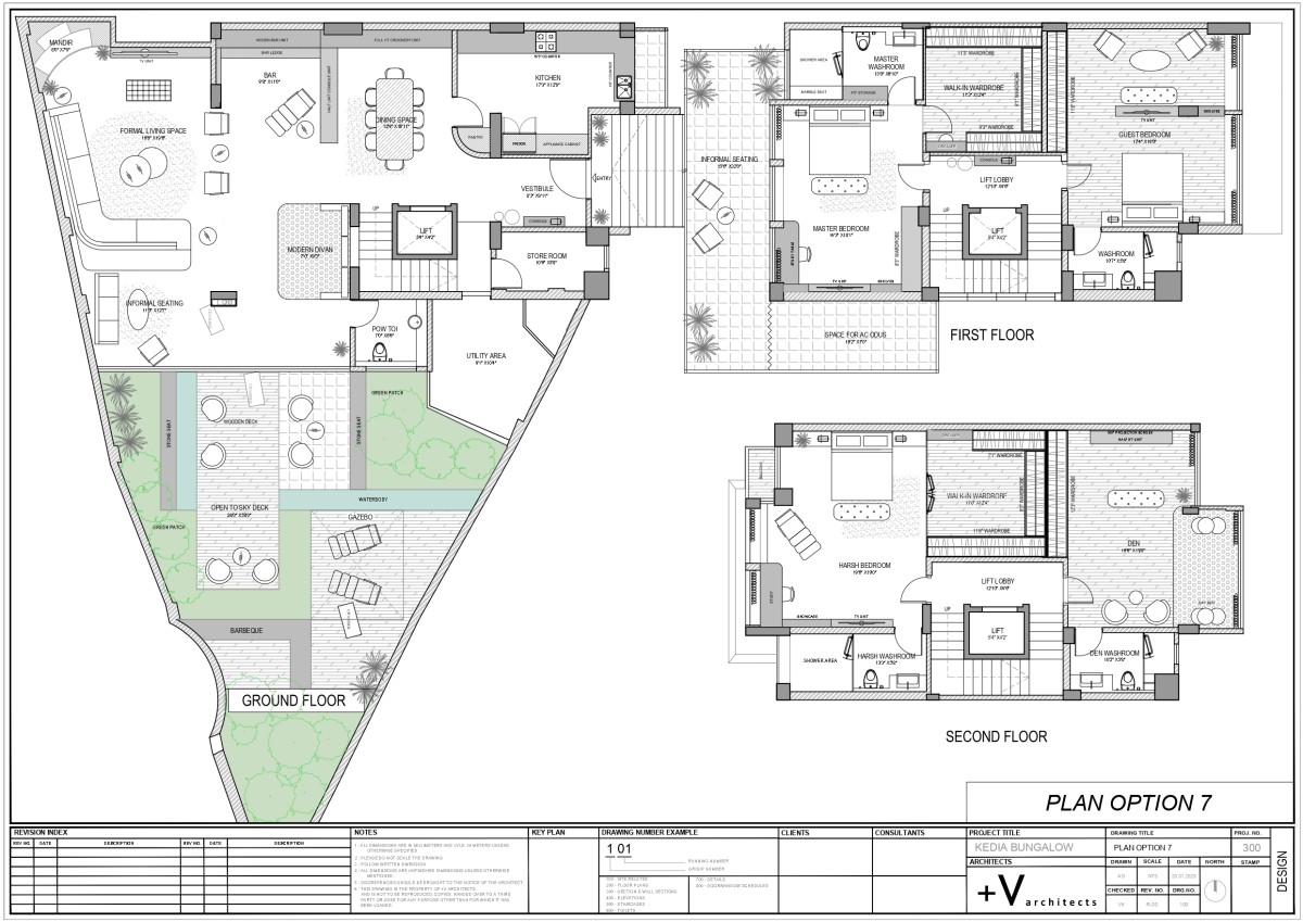 Plan of Kedia Bungalow by Plus V Architects