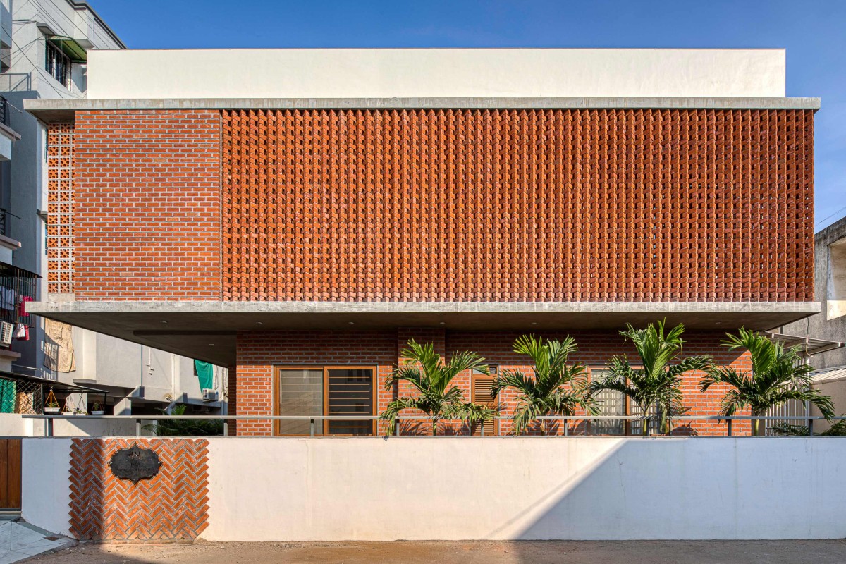 Exterior view of Brick Screen House by MS Design Studio