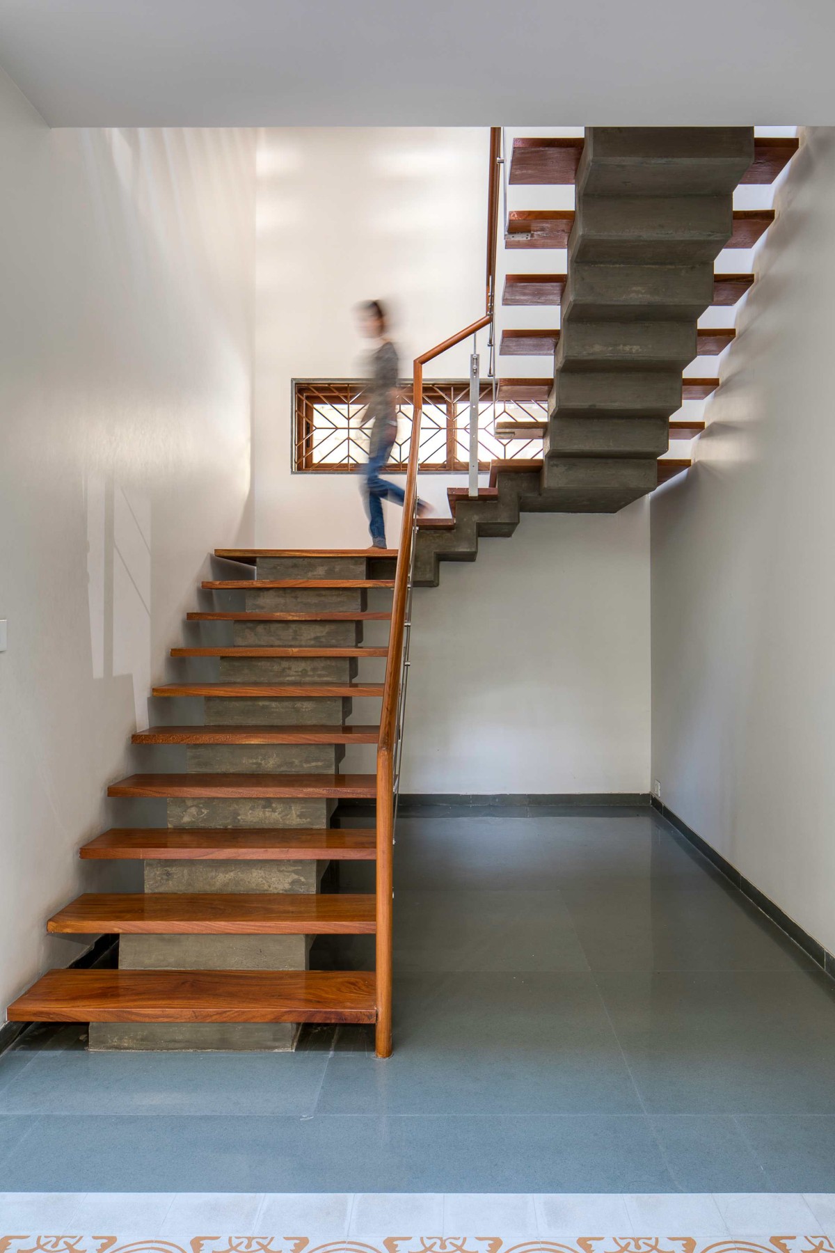 Staircase of Brick Screen House by MS Design Studio