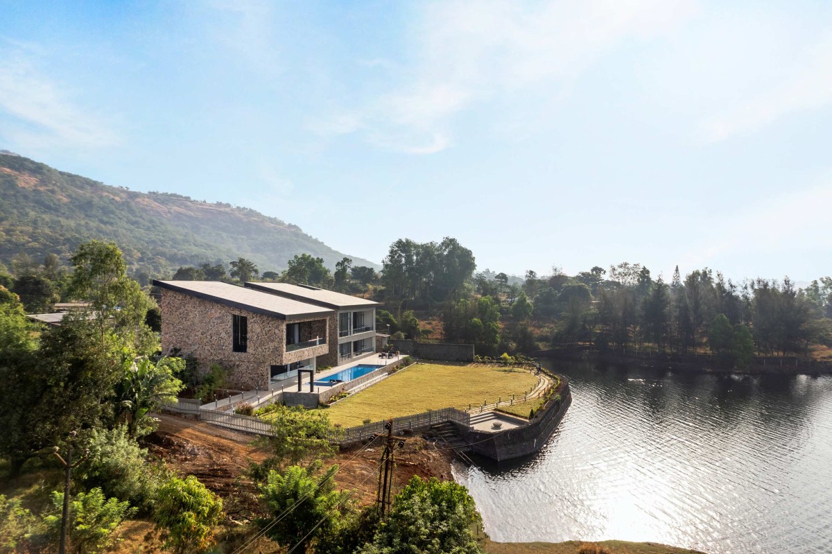 Aerial view of House by the Lake by Kaviar Collaborative