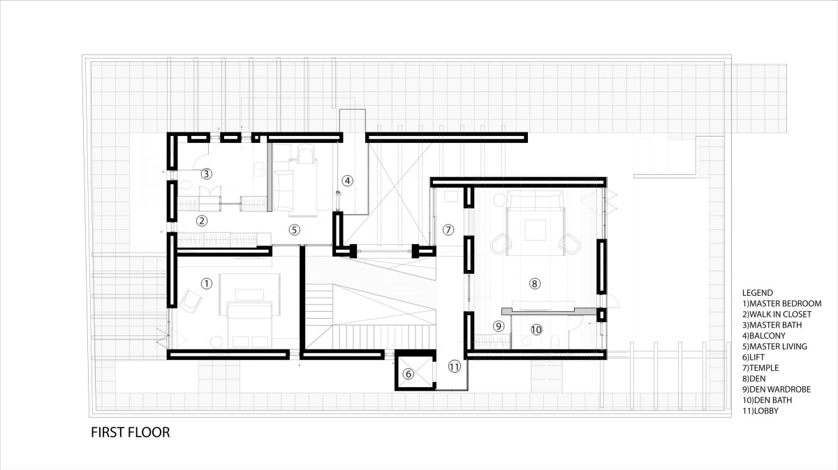 First Floor Plan of Stone House by Malik Architecture