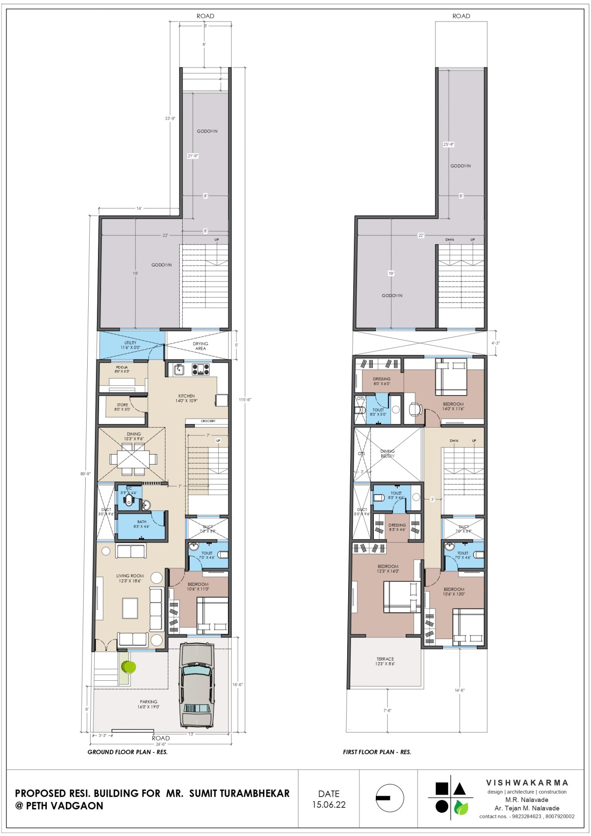 Plans of 22X110 House by Vishwakarma