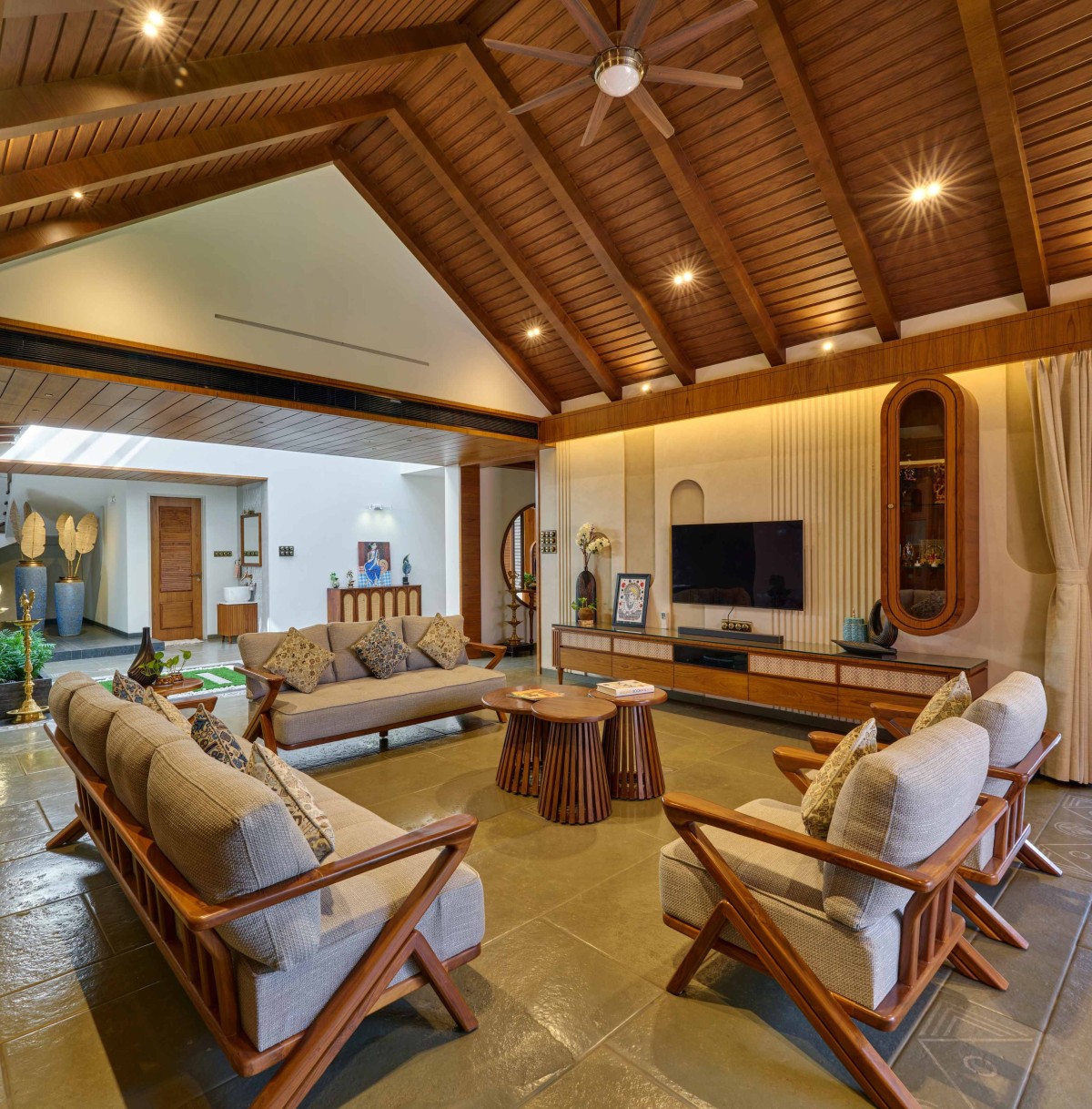 Living room of Anandi House by Abhay Pise & Associates