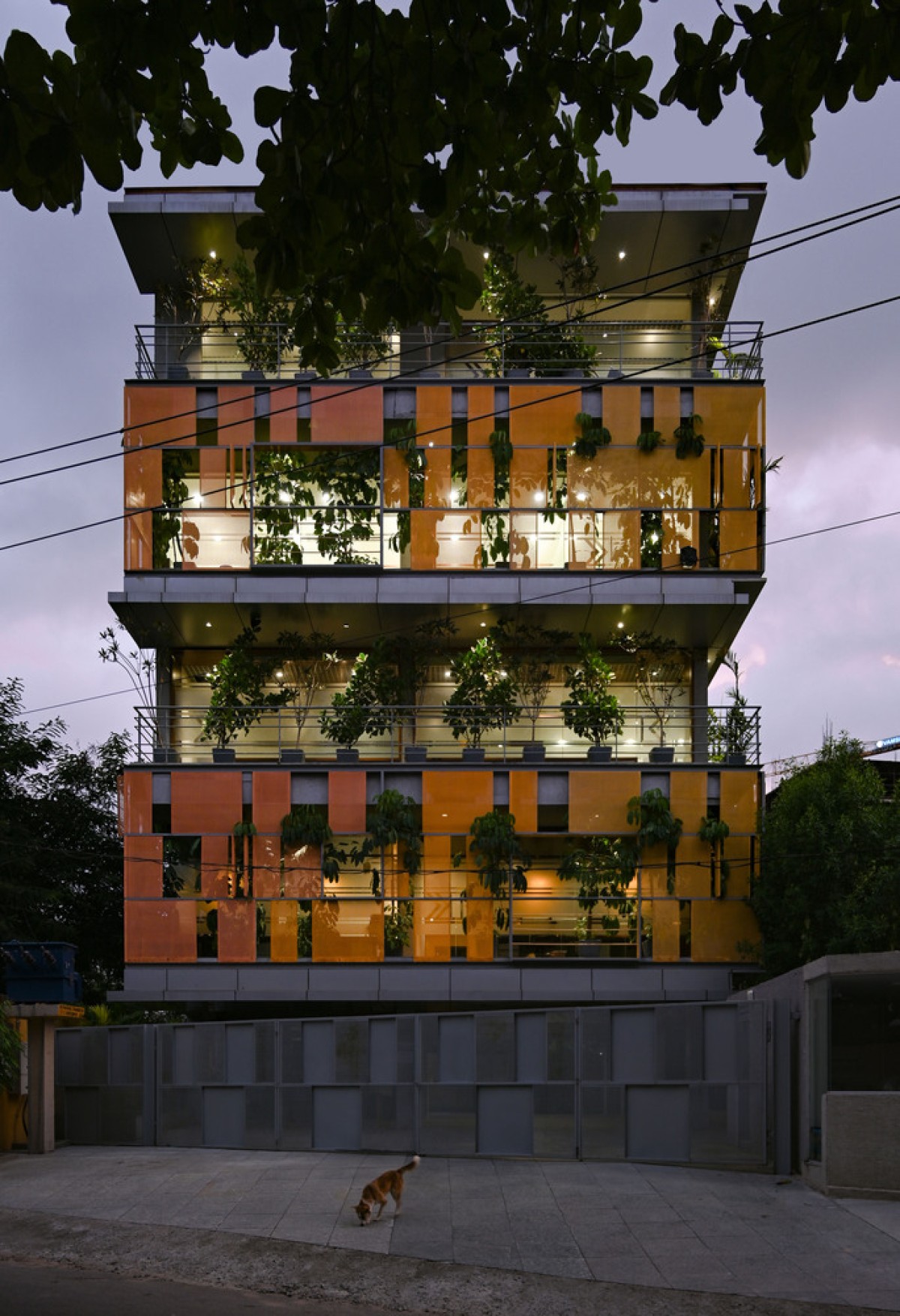 Dusk light exterior view of MGB Headquaters by Spacefiction Studio