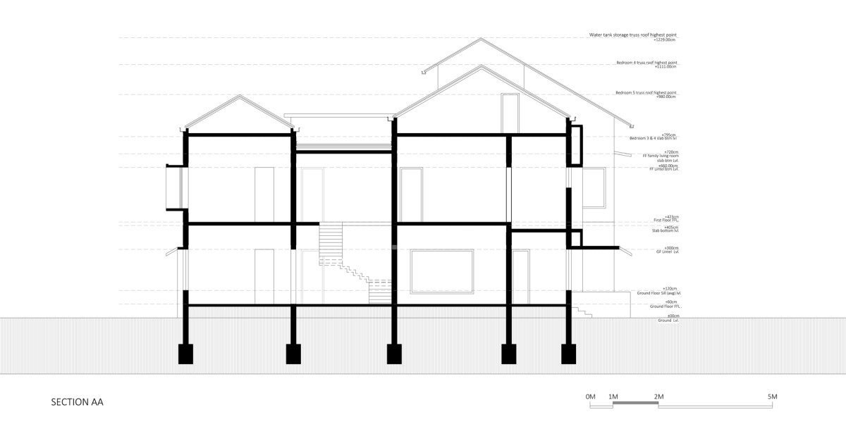 Section AA of C K House by Yugen Architecture