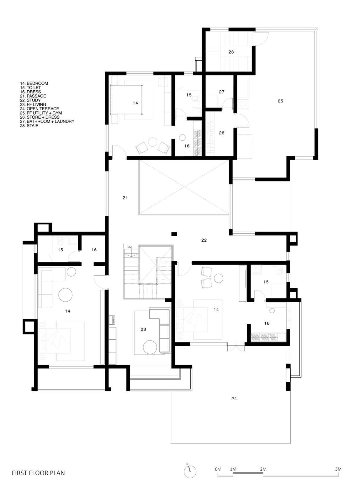 First floor plan of C K House by Yugen Architecture