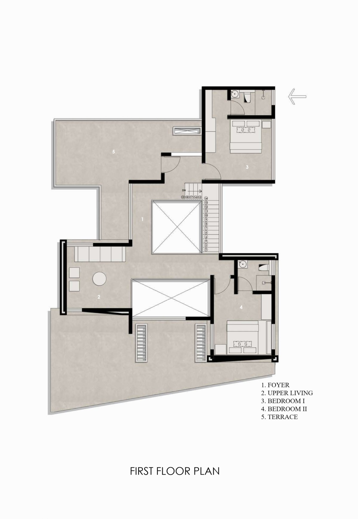 First floor plan of Dhvani by Bani Architects