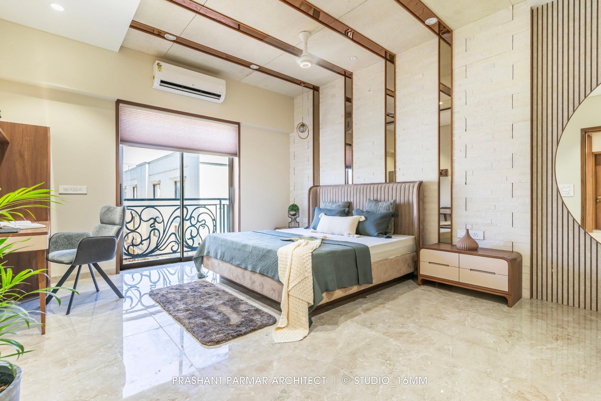 Niti's Bedroom of 4 BHK Timeless Elegance at Saamarth City by Prashant Parmar Architect