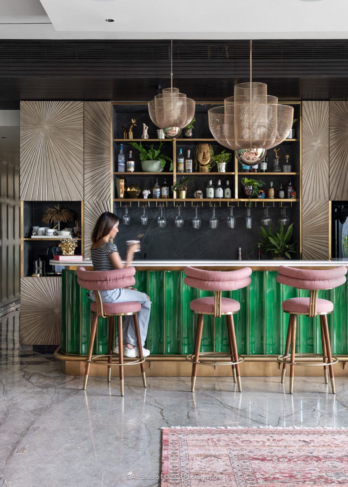 Bar area of Goel Residence by S.alt Studio Design