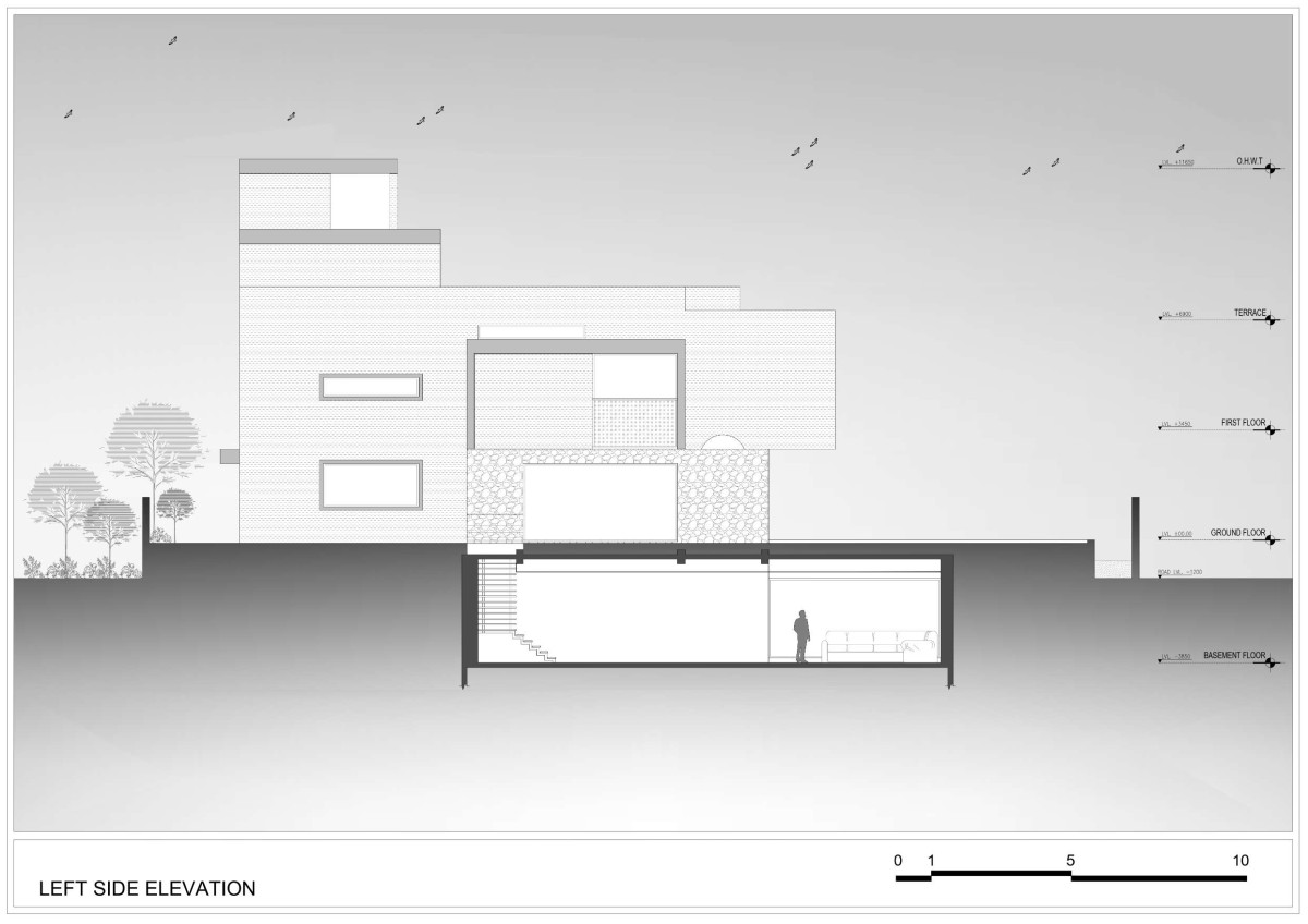 Left side elevation of Sukhmangal by Hitesh Mistry & Associates