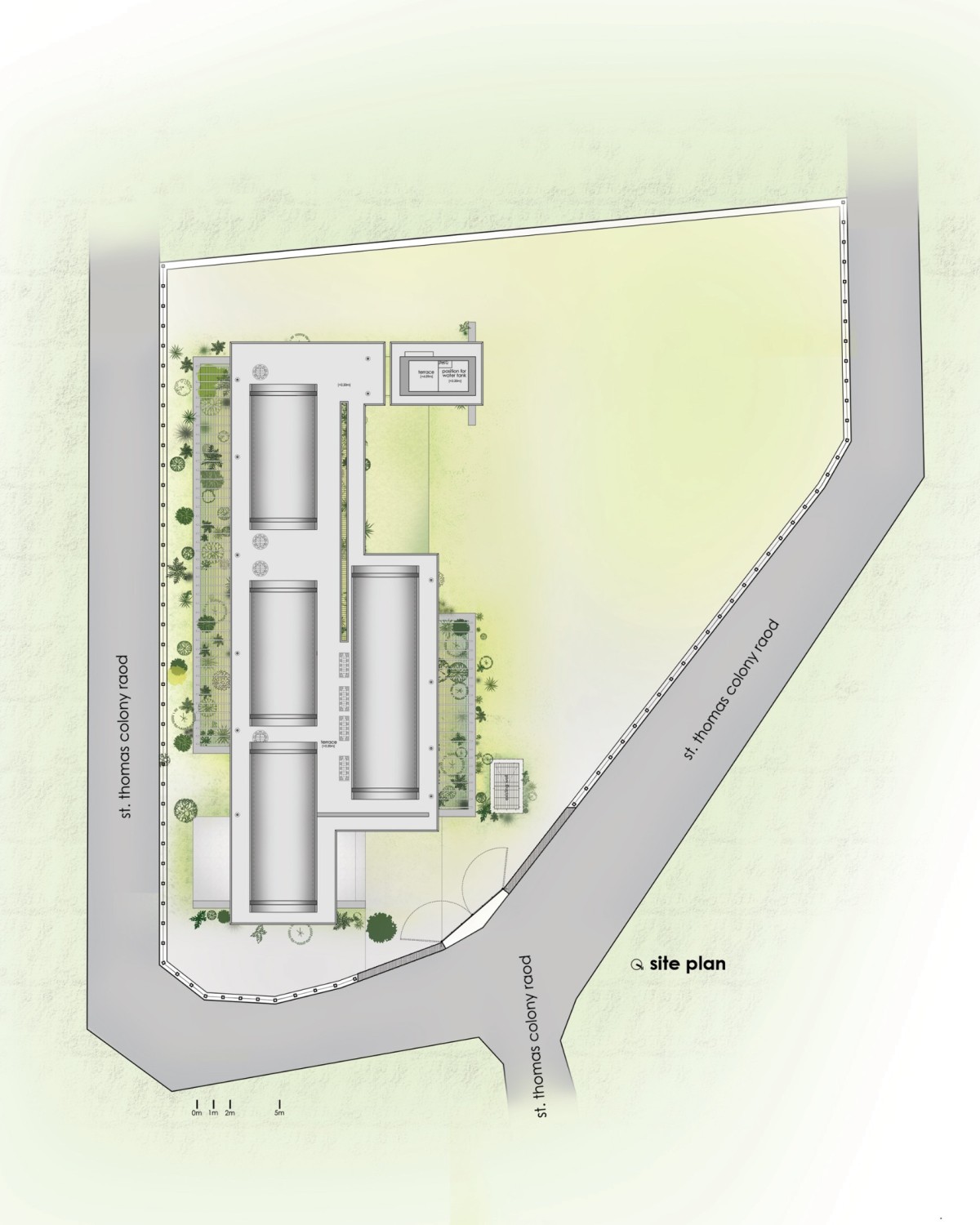 Site Plan of The Walls and Vaults House by LIJO.RENY.architects