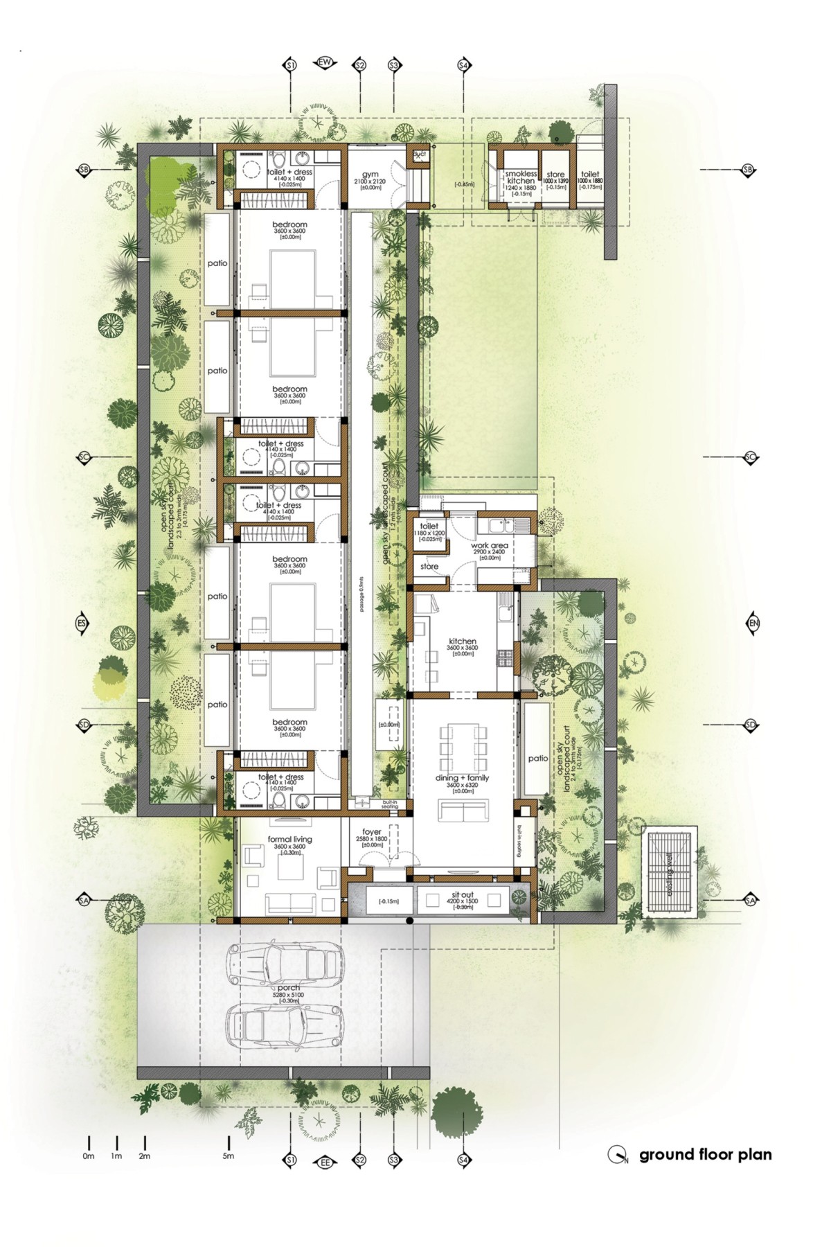 Ground Floor Plan of The Walls and Vaults House by LIJO.RENY.architects