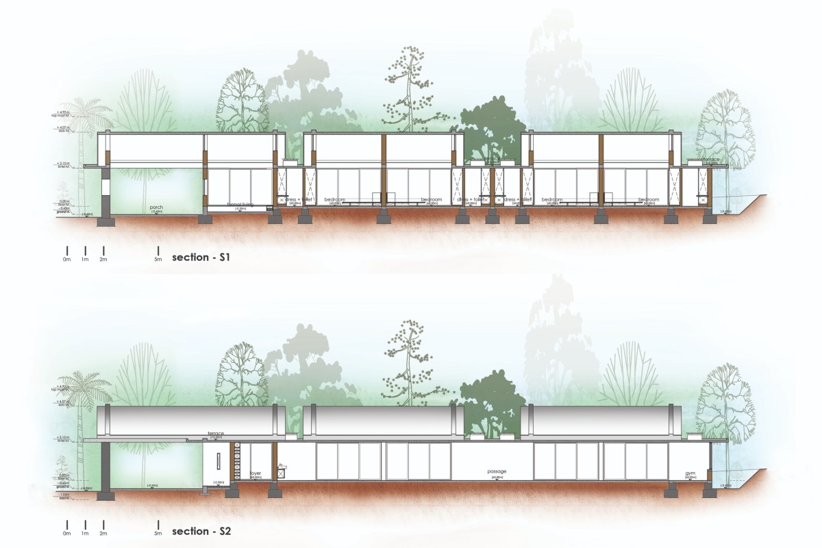 Section S1 and Section S2 of The Walls and Vaults House by LIJO.RENY.architects