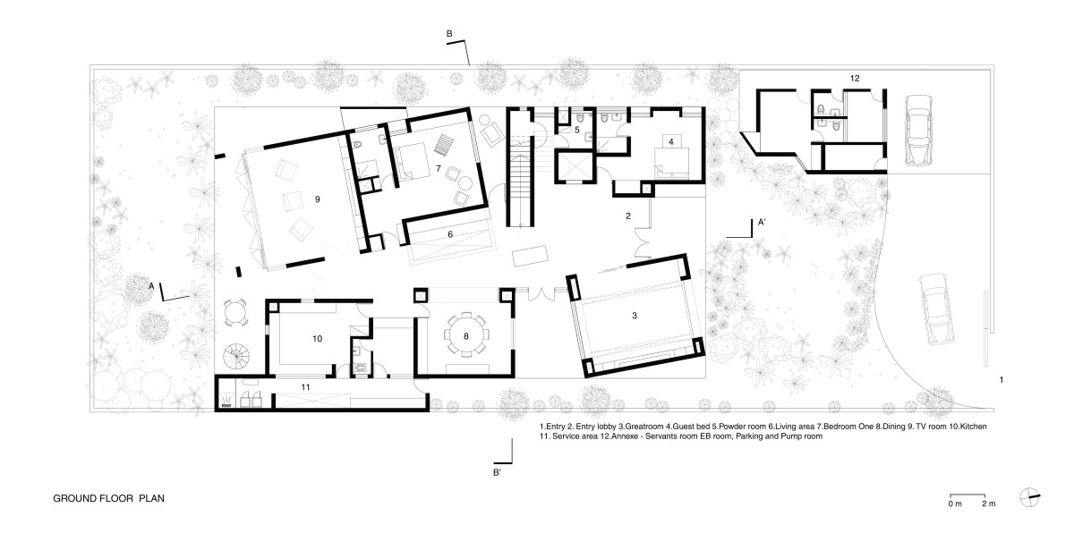 Ground Floor Plan of V House by moad