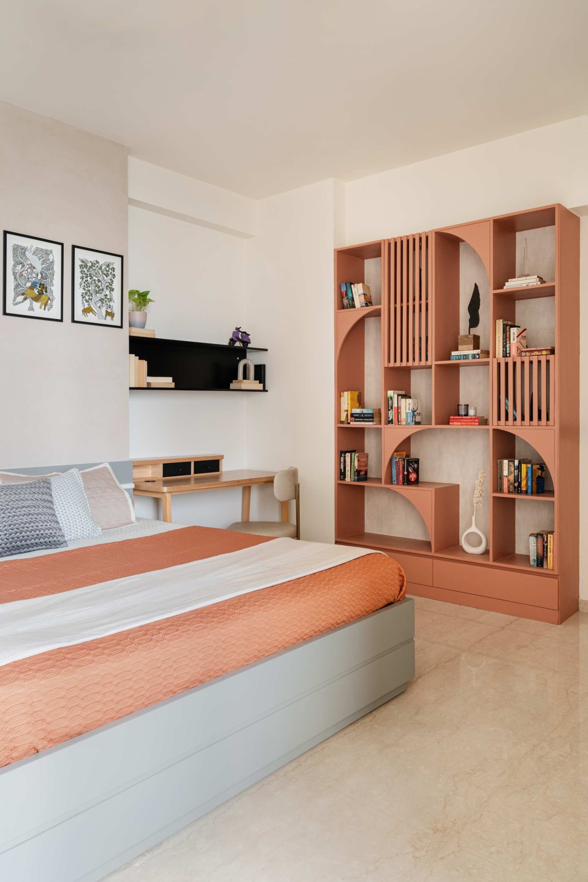 Bedroom 2 of The Crimson Paradise by Storey Tellers Design Studio