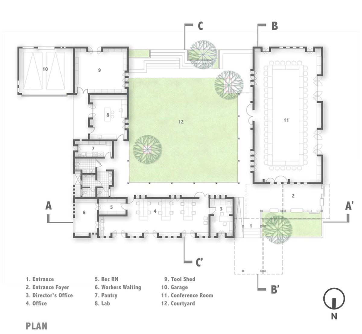 Plan of Organic Research & Training Centre by Sejpal & Raje Architects