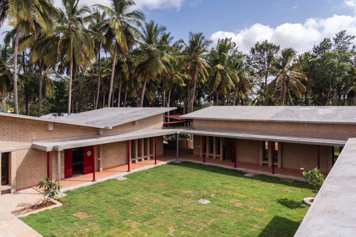 Courtyard of Organic Research & Training Centre by Sejpal & Raje Architects