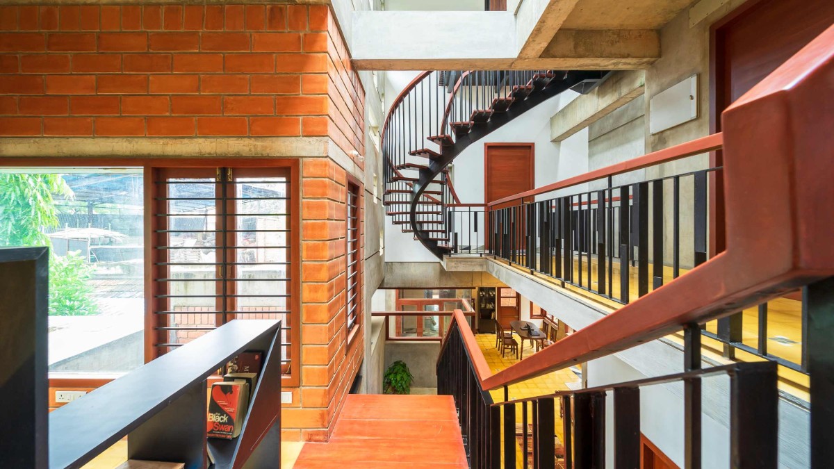 View from staircase of Aadaleesan Residence by Murali Architects