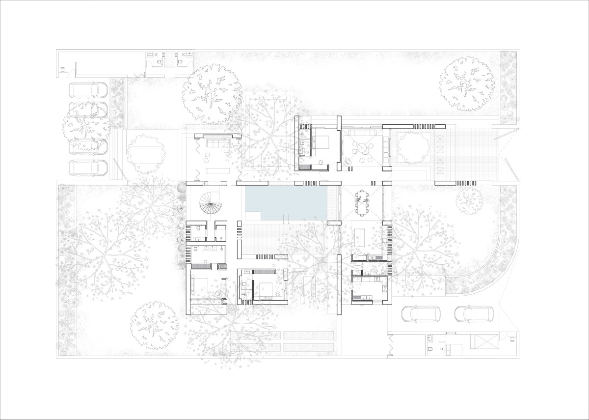 Ground Floor Plan of Cezara Holiday Home by KUN Studio