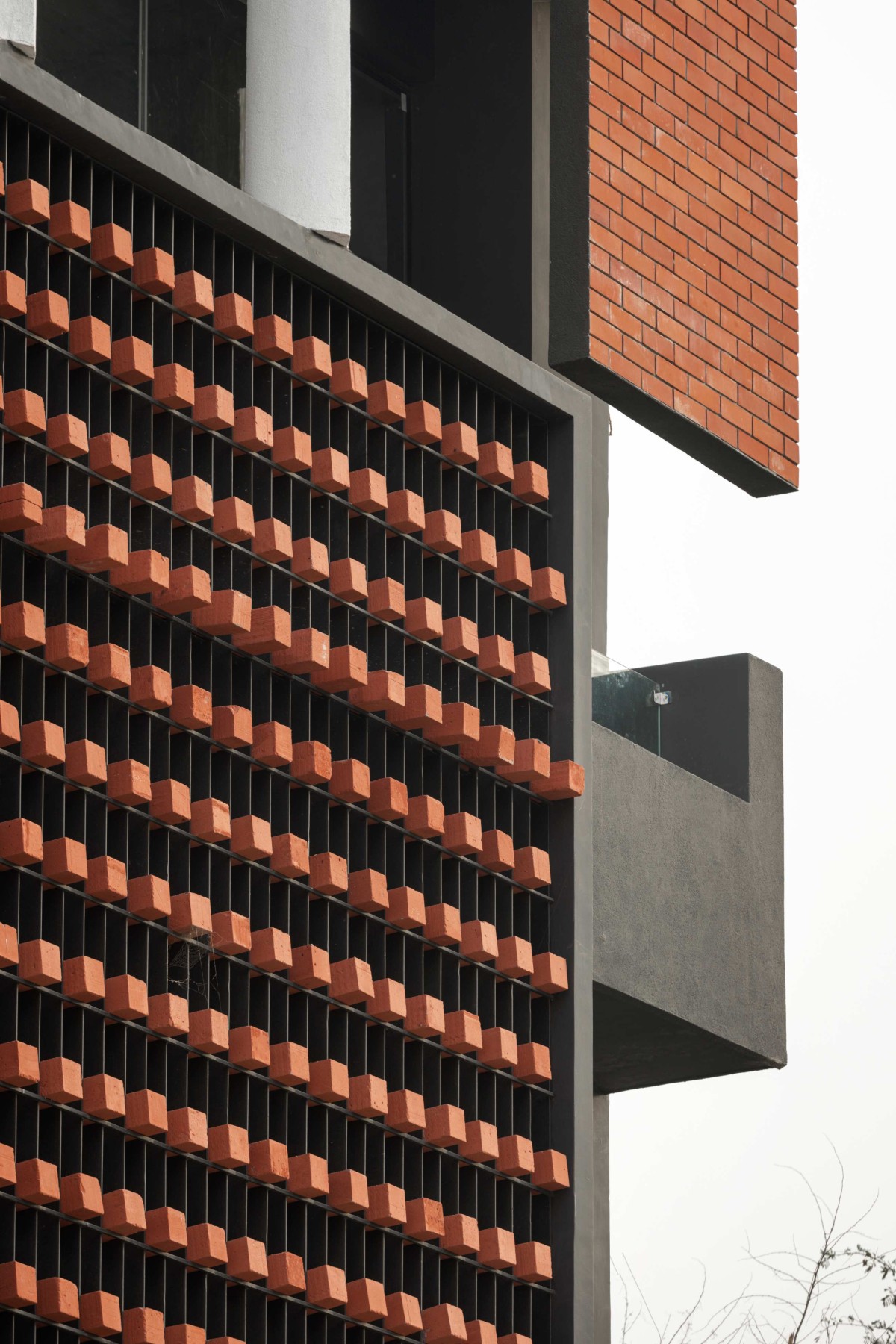 Detailed shot of facade of Brick By Brick by Studio Ardete