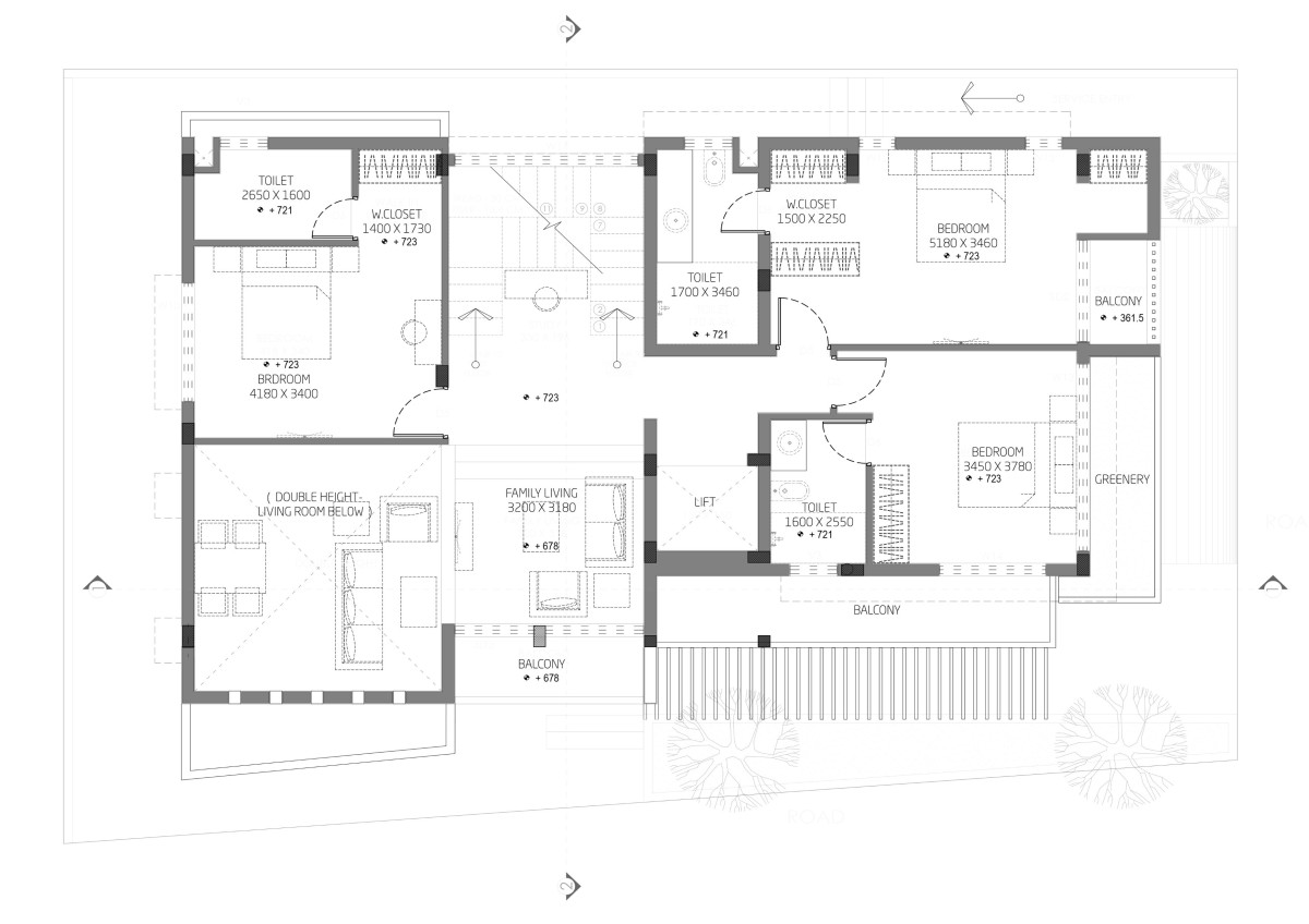 Second floor plan of The Corner House by Bodhi Design Studio