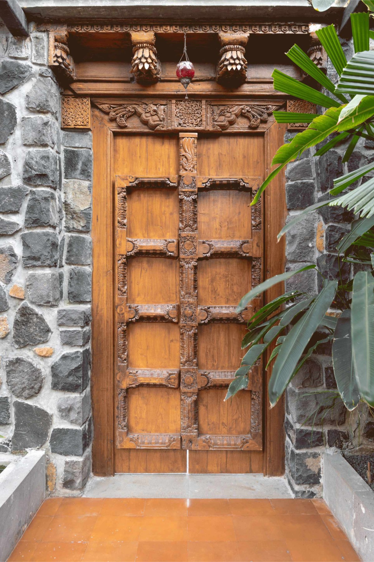 Detailed shot of door of A Farmhouse At Mahiravani by Environ Planners