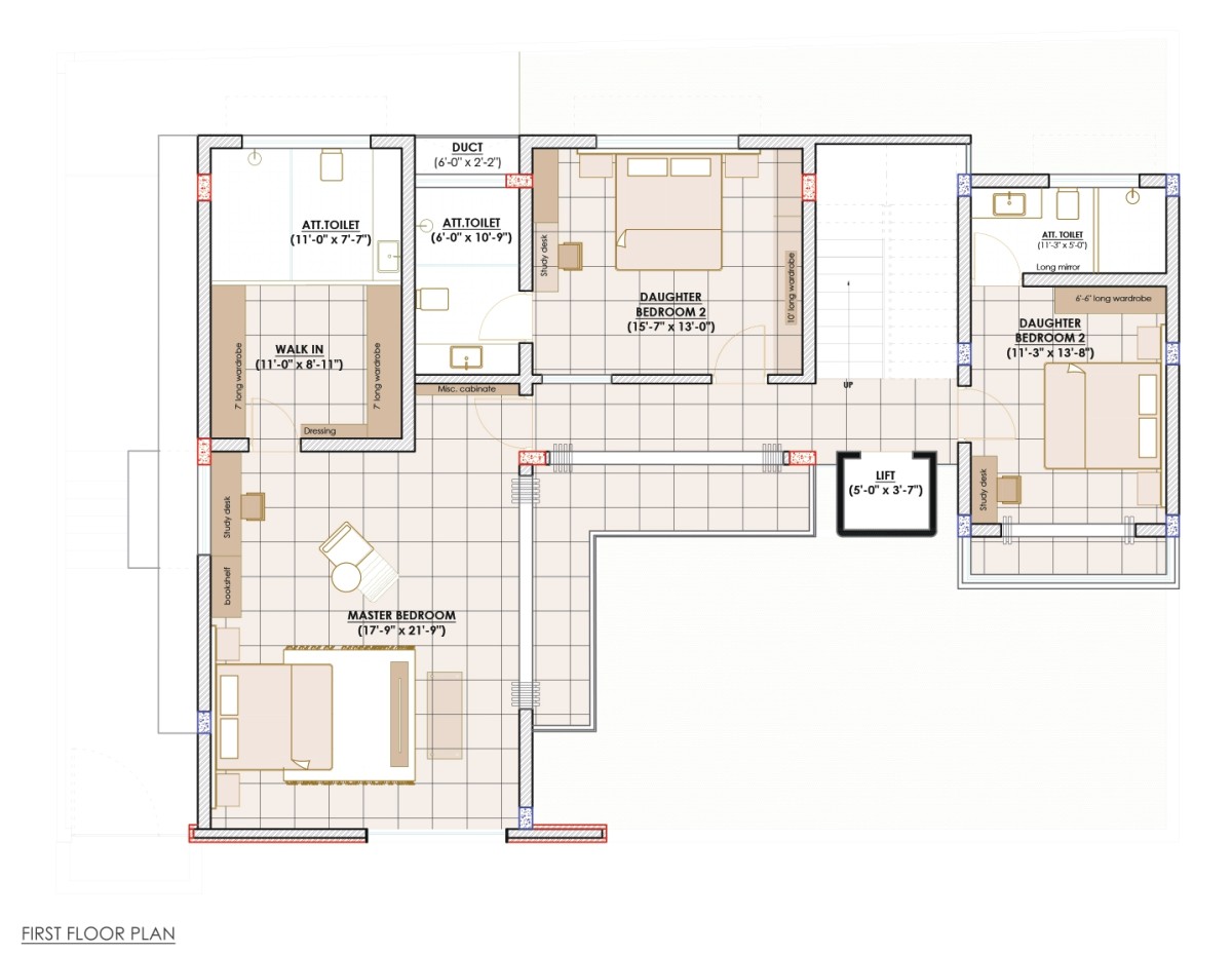 First Floor Plan of Haria’s Residence by MS Design Studio