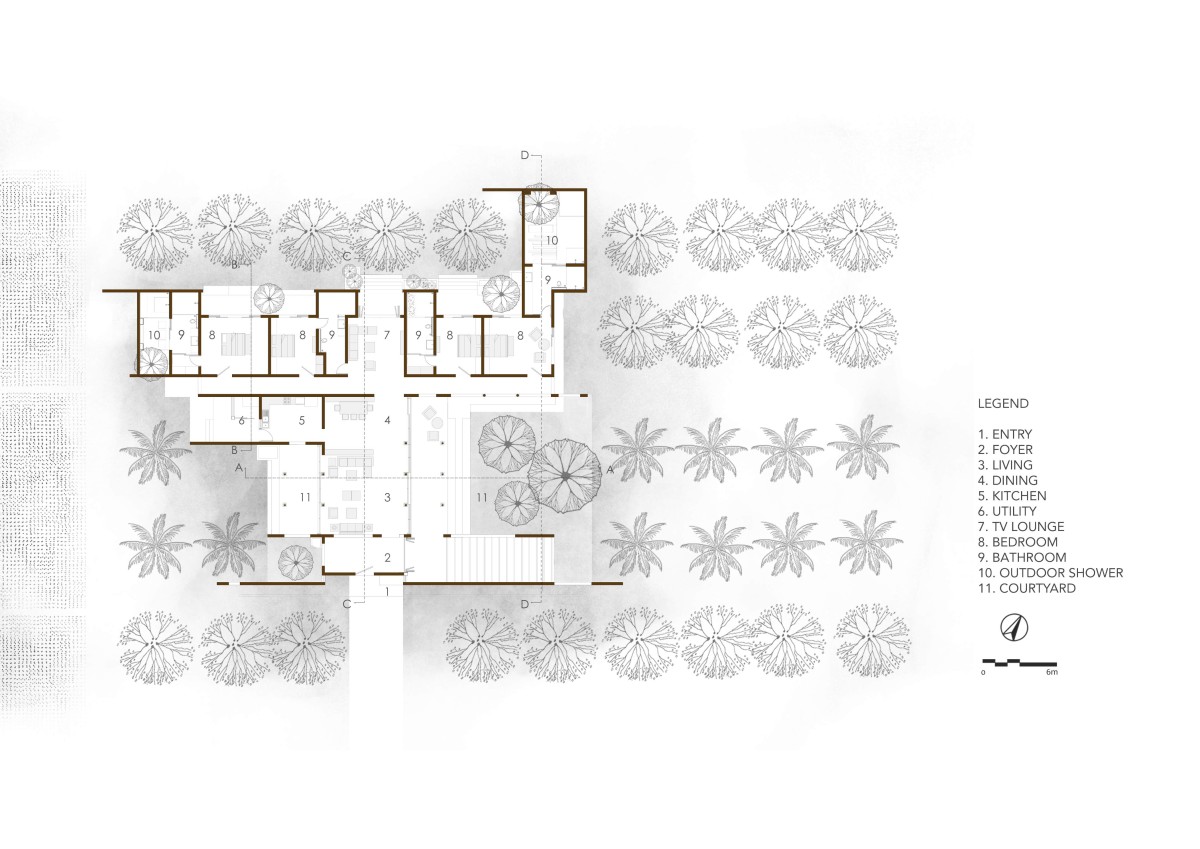 Ground Floor Plan of Kaattu Veedu Guesthouse by Studio XS