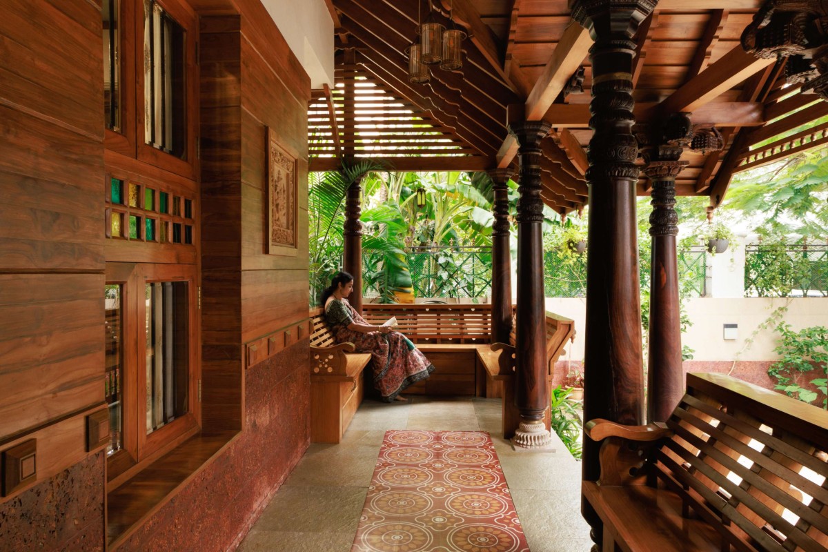 Verandah of Shankar Residence by Brick and Stone