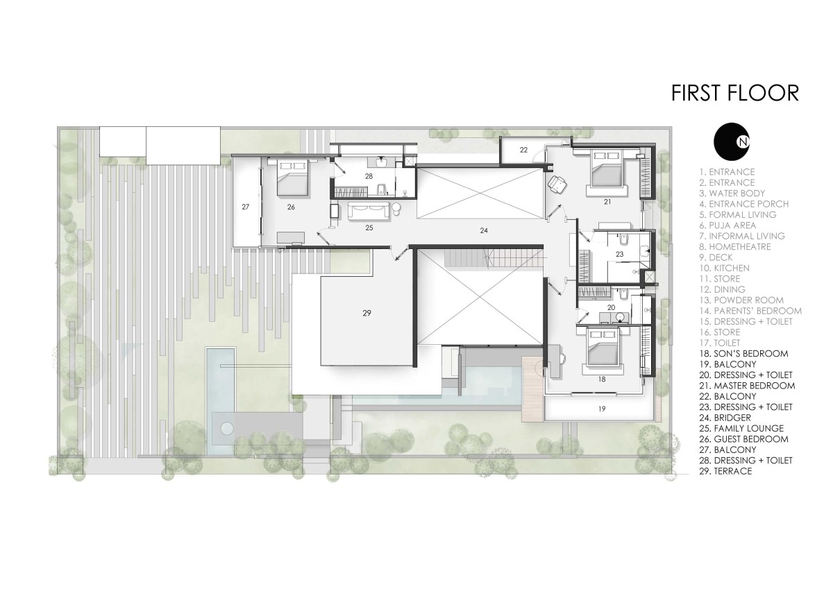 First Floor Plan of The Quarry House by Crest Architects