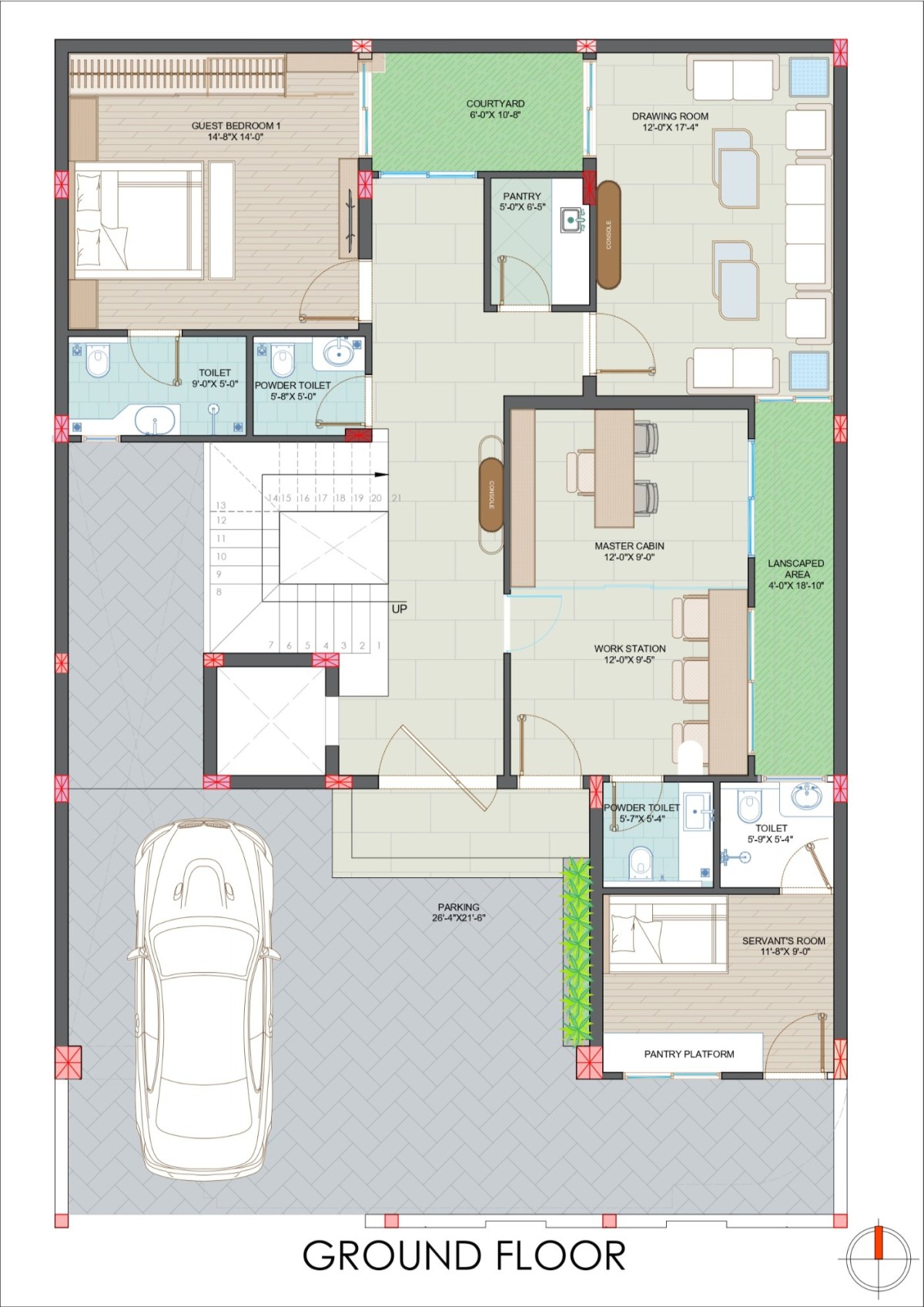 Ground Floor Plan of Vinayak House by Imagine Design Studios