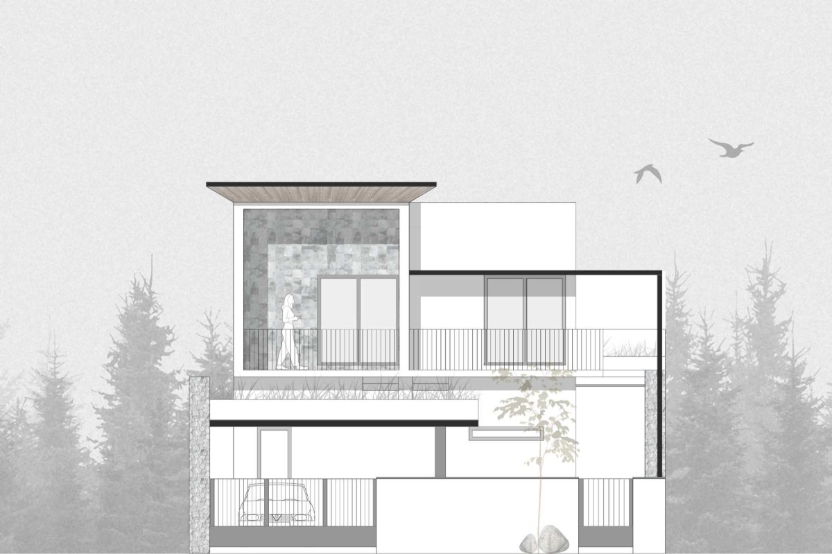 Front Elevation of Neem House by Hashone Design Studio