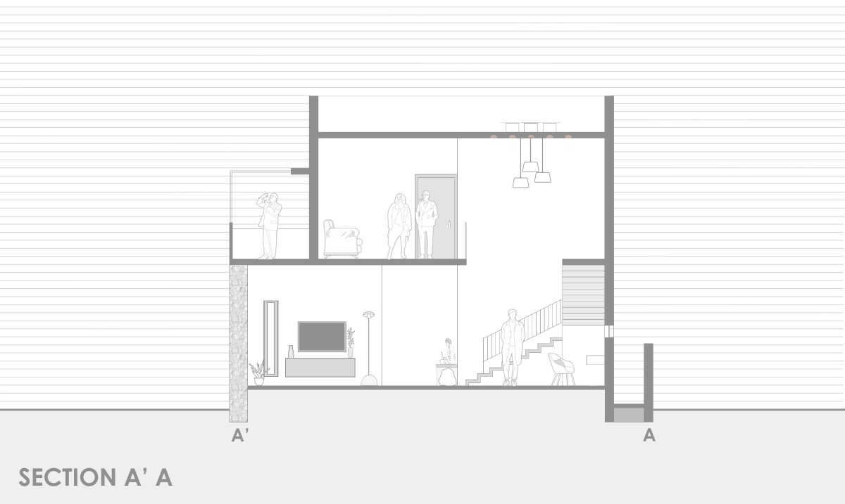 Section AA of Neem House by Hashone Design Studio