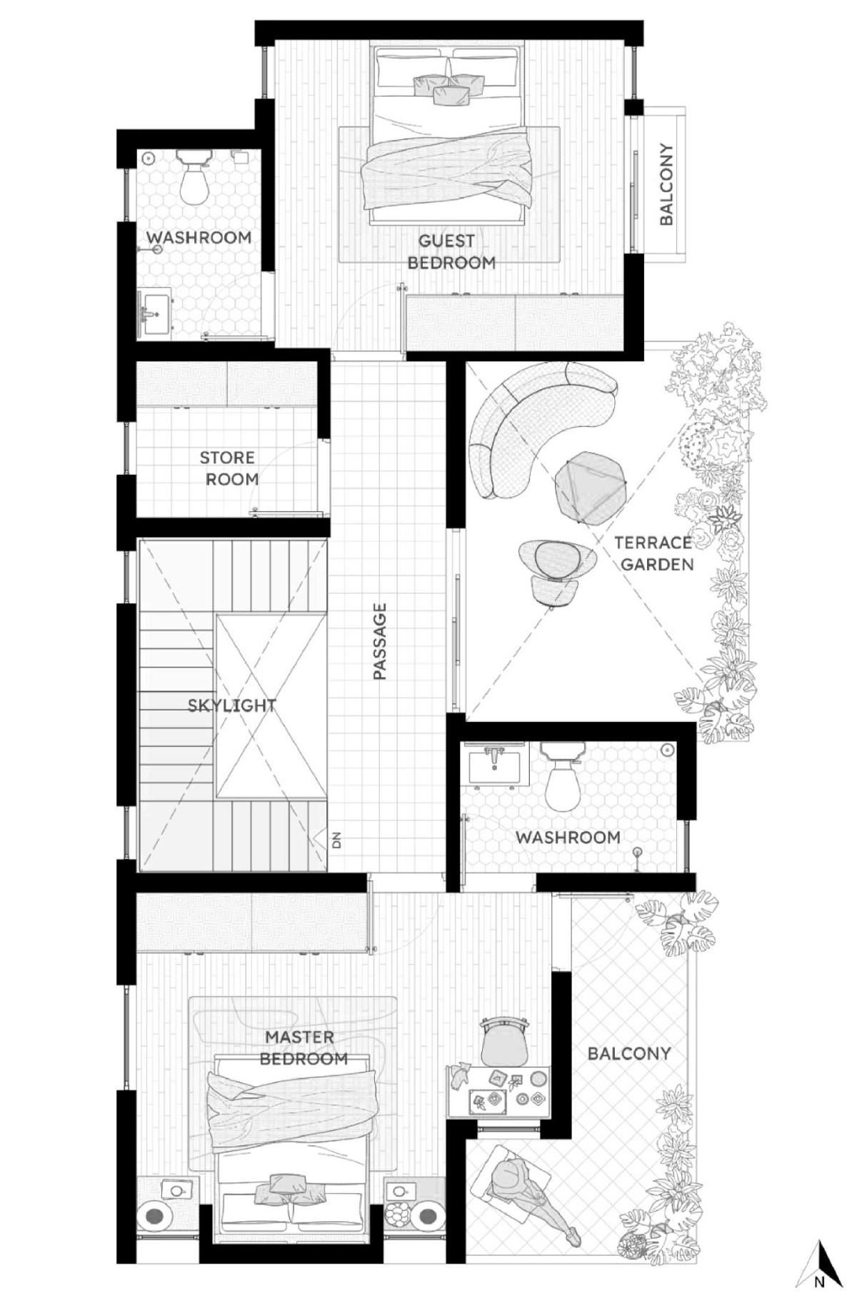 Second Floor Plan of Brick Abode by D.I.B Collaborative