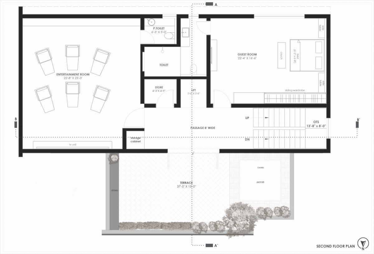 Second Floor Plan of Blue Aperture House by MS Design Studio