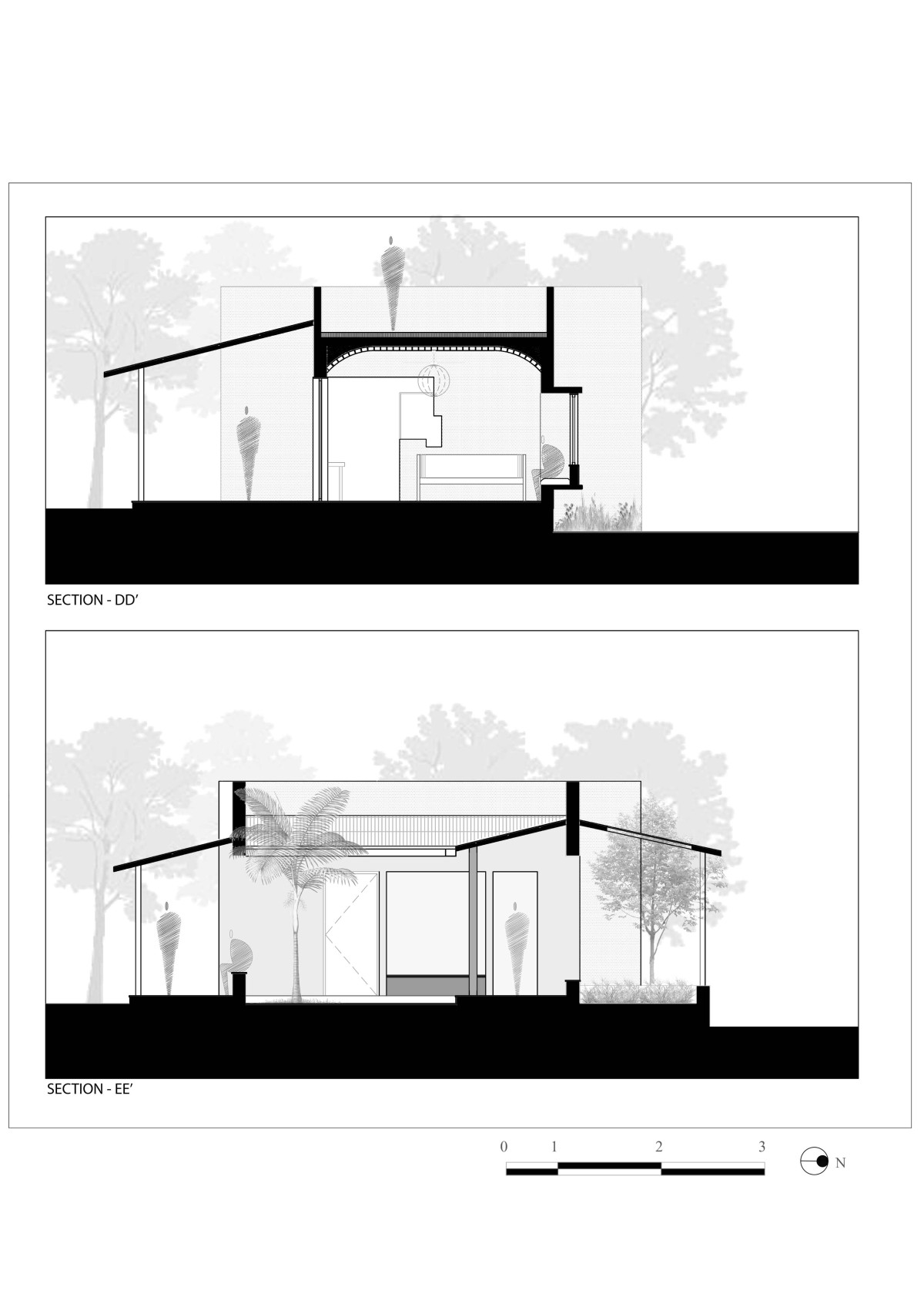 Section D, E of Courtyard House by the Water by Studio DesignSeed