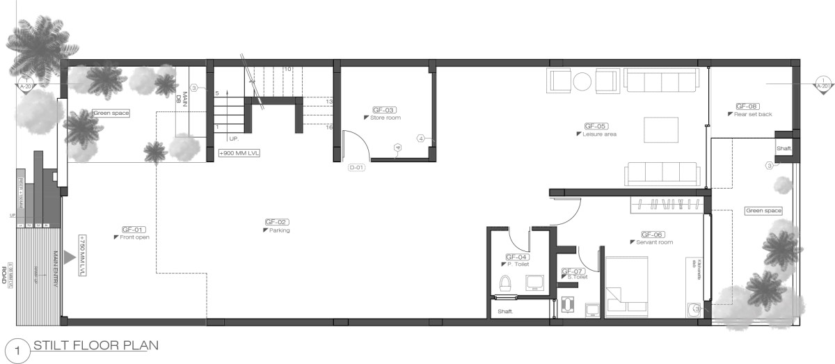 Stilt Floor Plan of The Box House by OM Architects