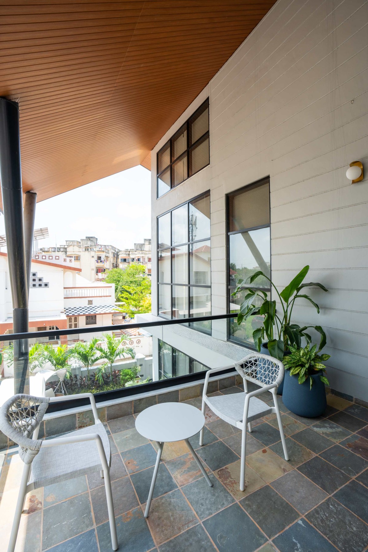 Balcony of Patel Bungalow by Sheth Design Studio