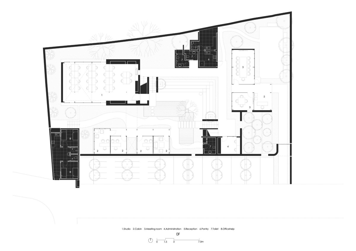 Ground Floor Plan of Oasis Studio by Studio Saransh