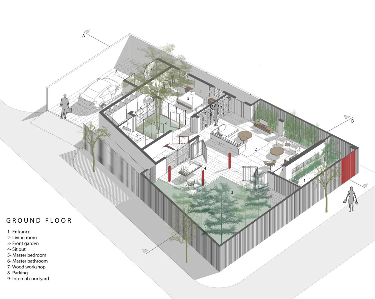 Ground floor plan of Maya by Kamat & Rozario Architecture