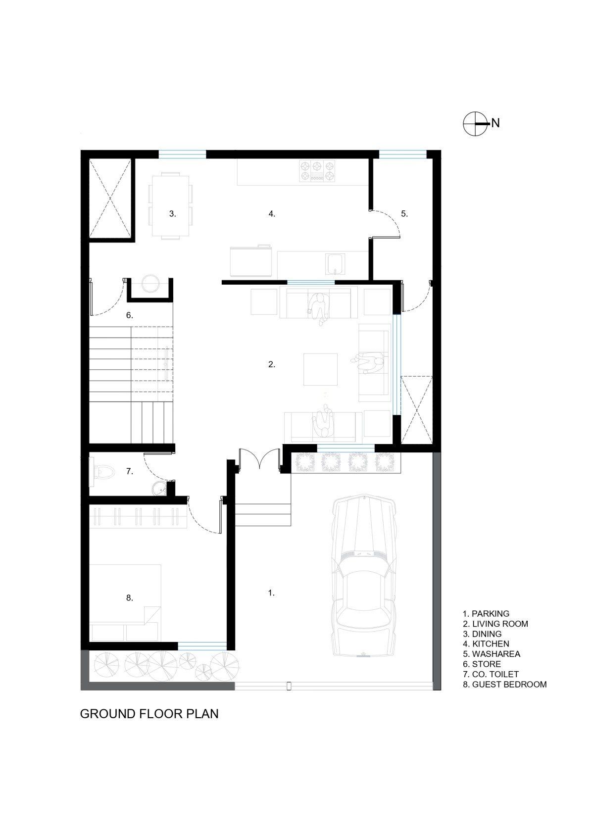 Ground floor plan of The Screen House by Mohit Jain & Architects